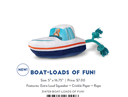 BOAT LOADS OF FUN PLUSH DOG TOY Case of 4