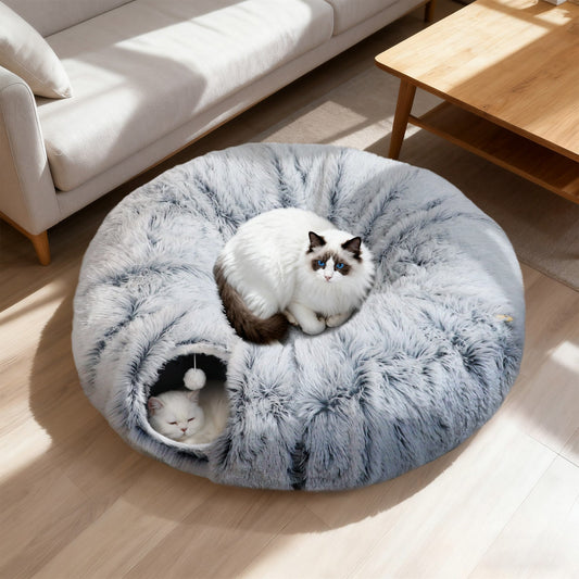 Frost Plush Cat Tunnel Bed