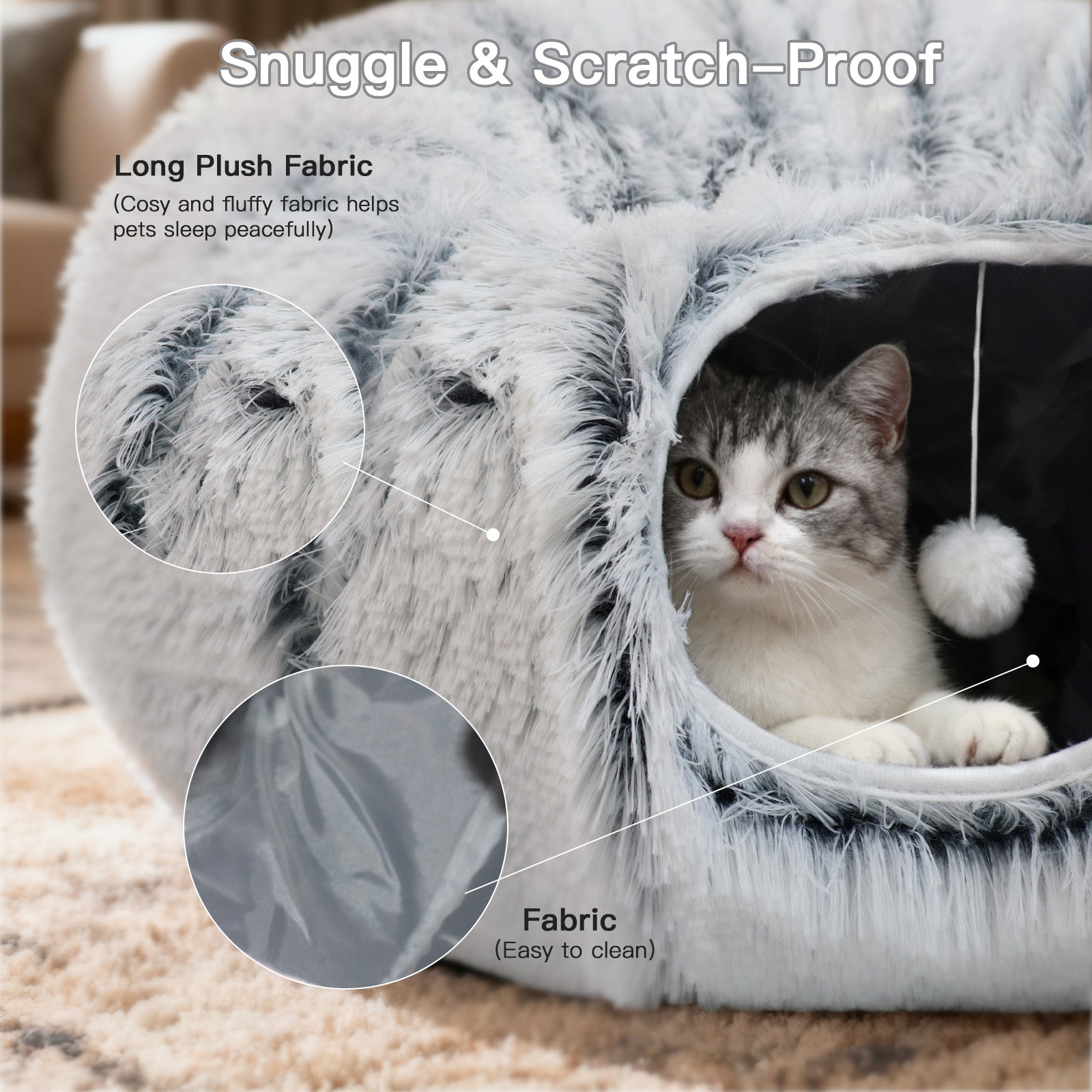 Frost Plush Cat Tunnel Bed