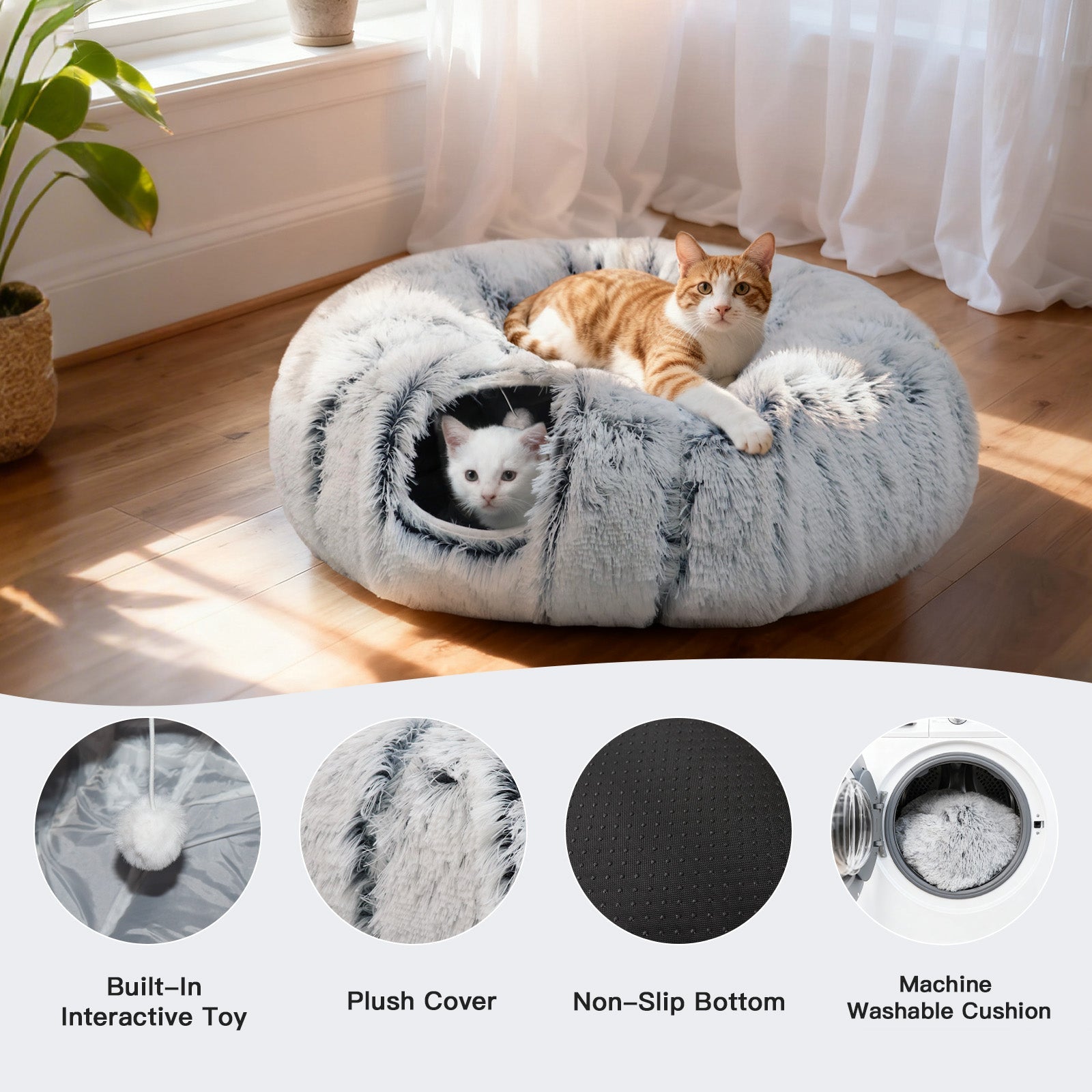 Frost Plush Cat Tunnel Bed