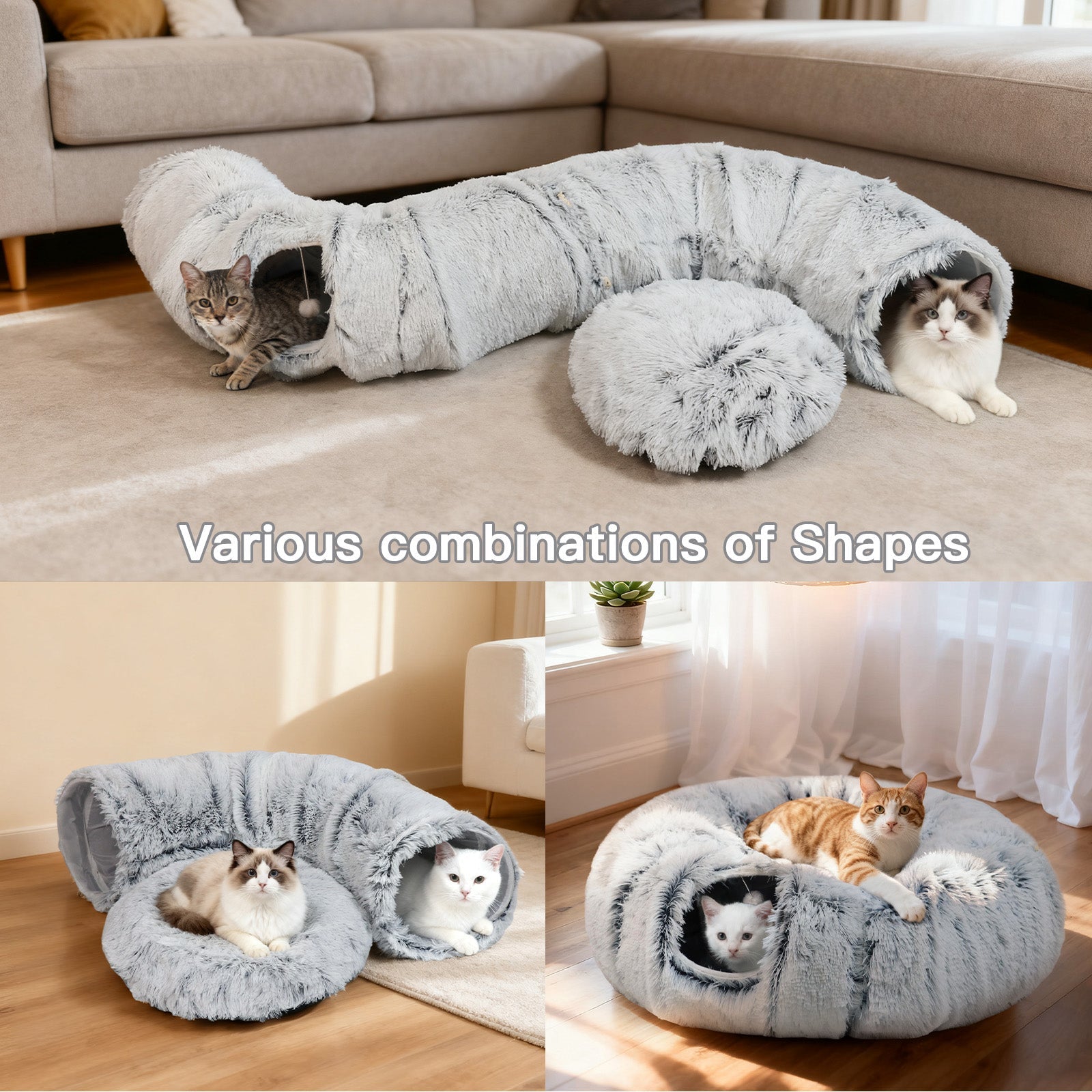 Frost Plush Cat Tunnel Bed