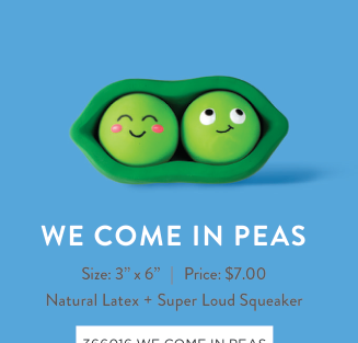 WE COME IN PEAS LATEX DOG TOY Case of 4