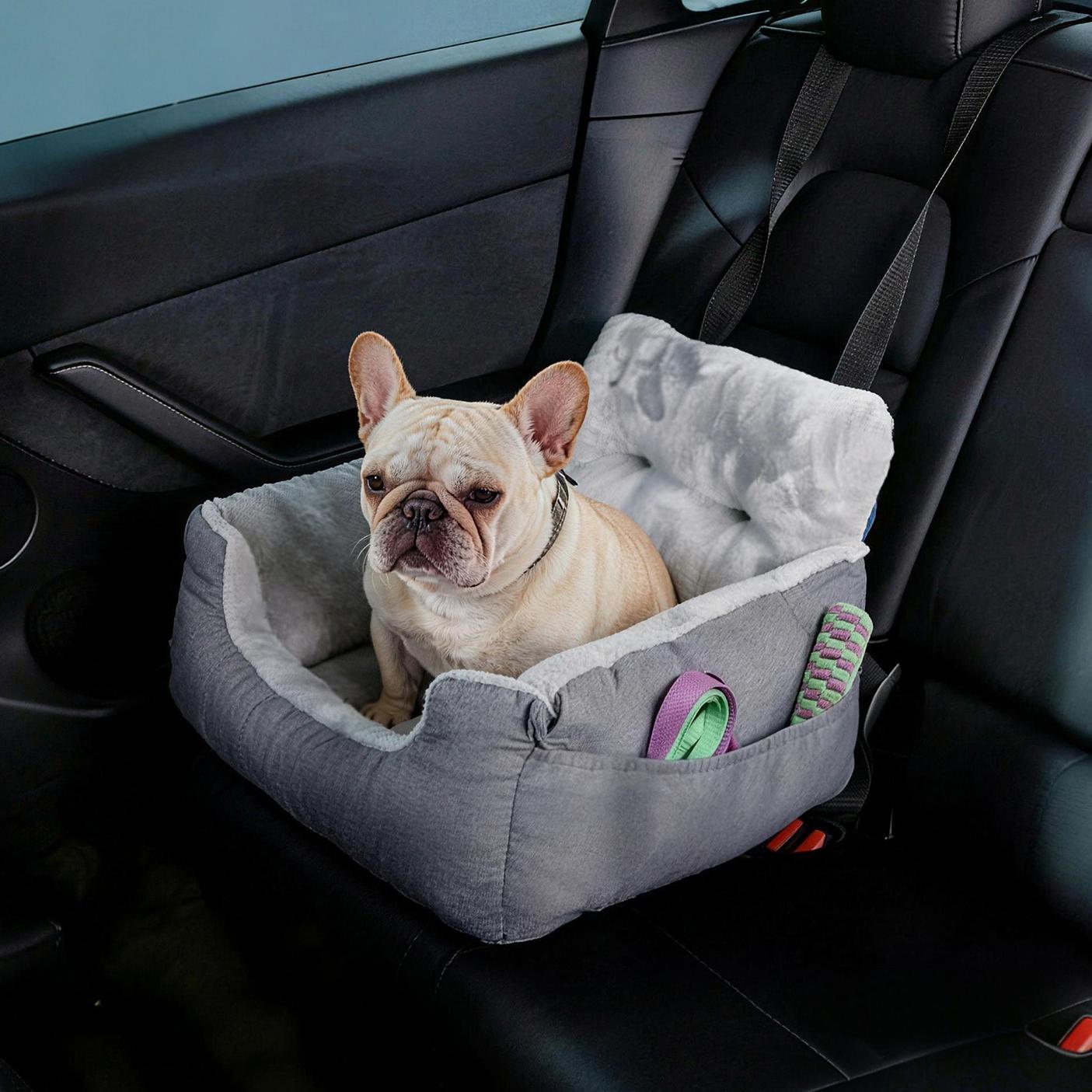 Plush High-Back Pet Car Booster Seat