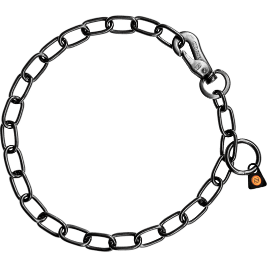 Herm Sprenger - Chain Collar with SPRENGER hook - Medium Links - Black Stainless Steel