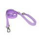 Spring lilac dog leash with silver hardware and a padded handle