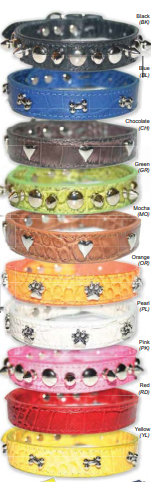 Signature Leather Faux Croco Collars (Spike & Stud) - Yellow
