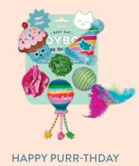 HAPPY PURRTHDAY CAT TOY SET OF 6 Case of 4