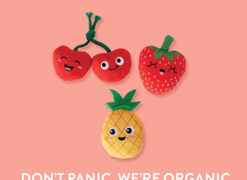 DON'T PANIC WERE ORGANIC 3 PIECE SMALL DOG TOY SET Case of 4