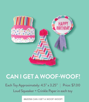 CAN I GET A WOOF WOOF 3 PIECE SMALL DOG TOY Case of 4