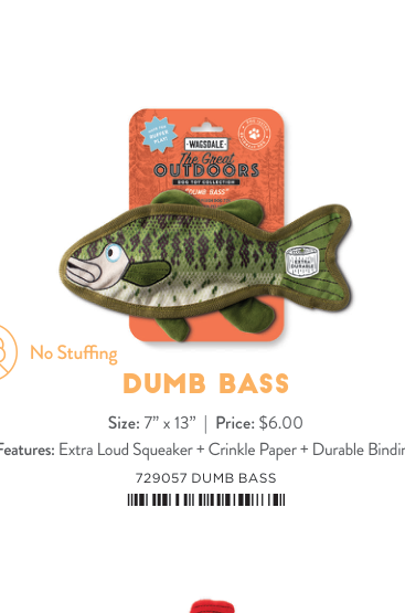 DUMB BASS DURABLE PLUSH DOG TOY Case of 4
