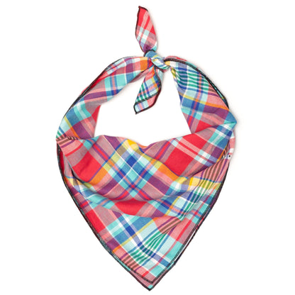 Coral Multi Plaid Bandana