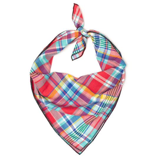 Coral Multi Plaid Bandana