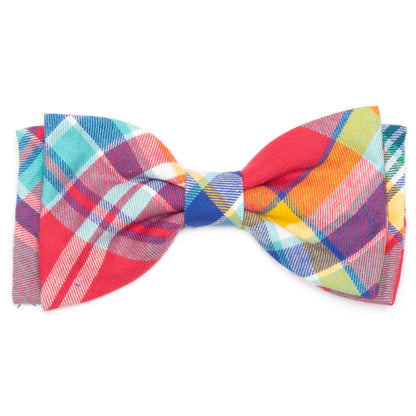 Coral Multi Plaid Bow Tie