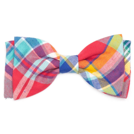 Coral Multi Plaid Bow Tie