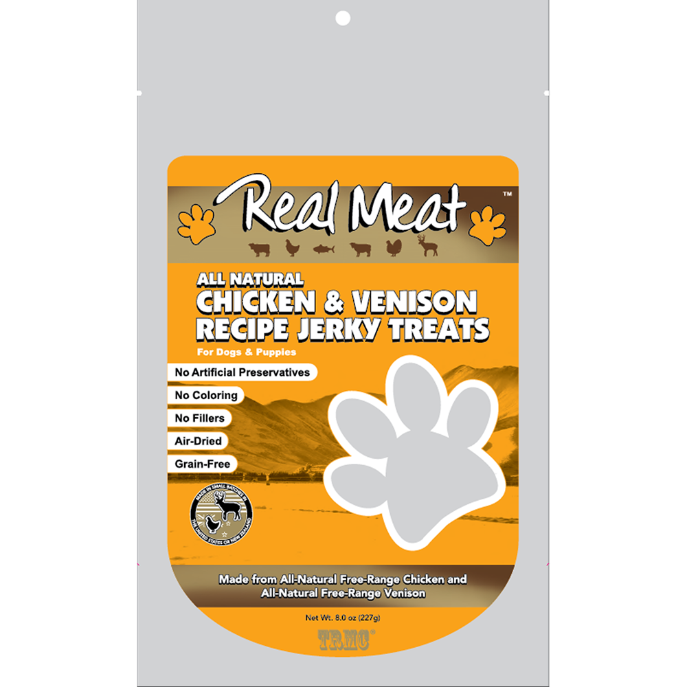 Real Meat Chicken & Venison Jerky Strips 8oz