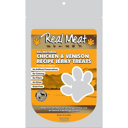 Real Meat Chicken & Venison Jerky Strips 8oz