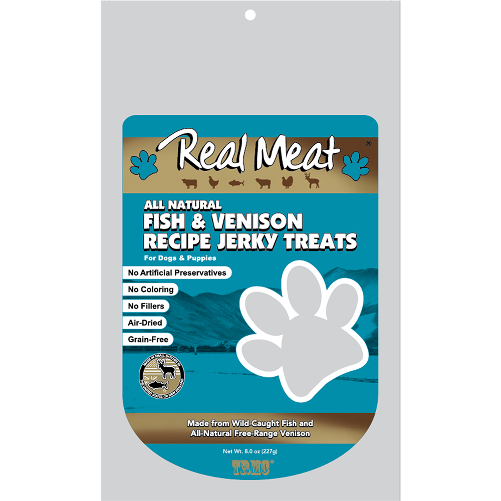 Real Meat Fish & Venison Jerky Strips 8oz