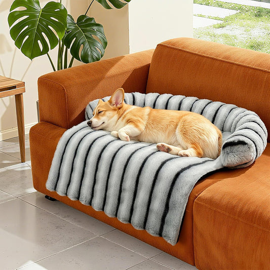 Plush Bolster Pet Couch Bed