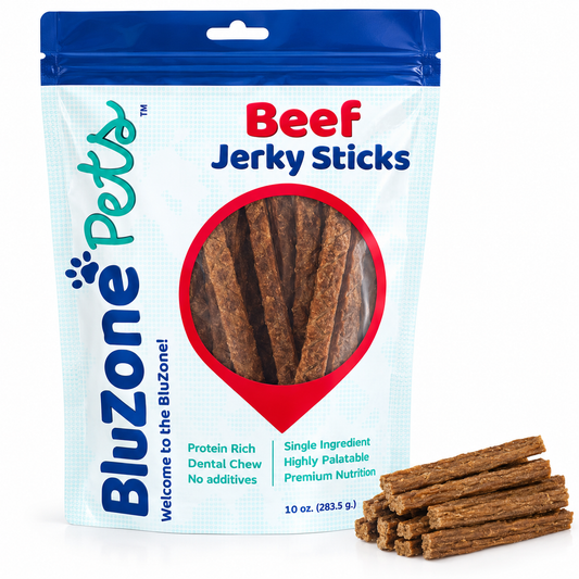 BluZone Pets Beef Jerky Sticks bag