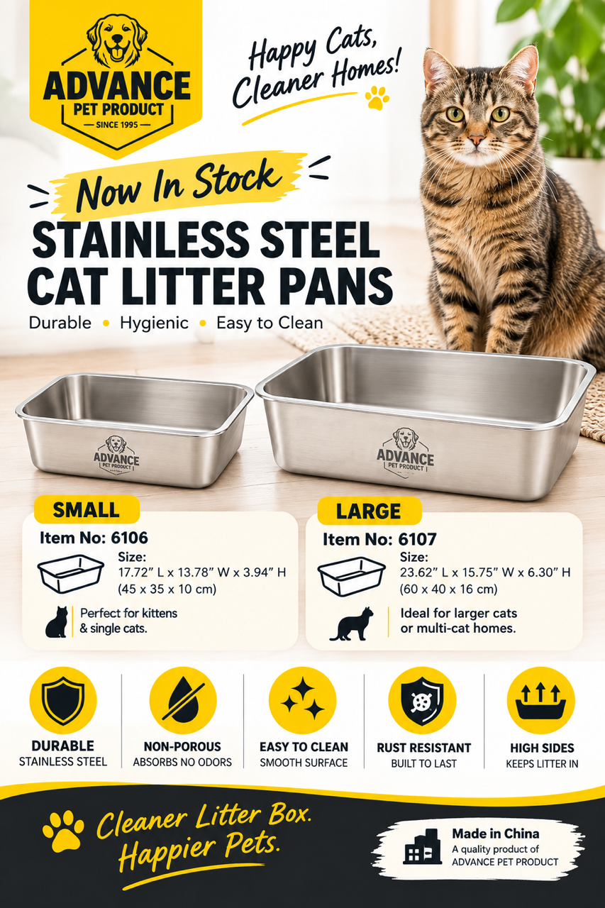 Advance Pet Product Stainless Steel Cat Litter Pans - Small and Large