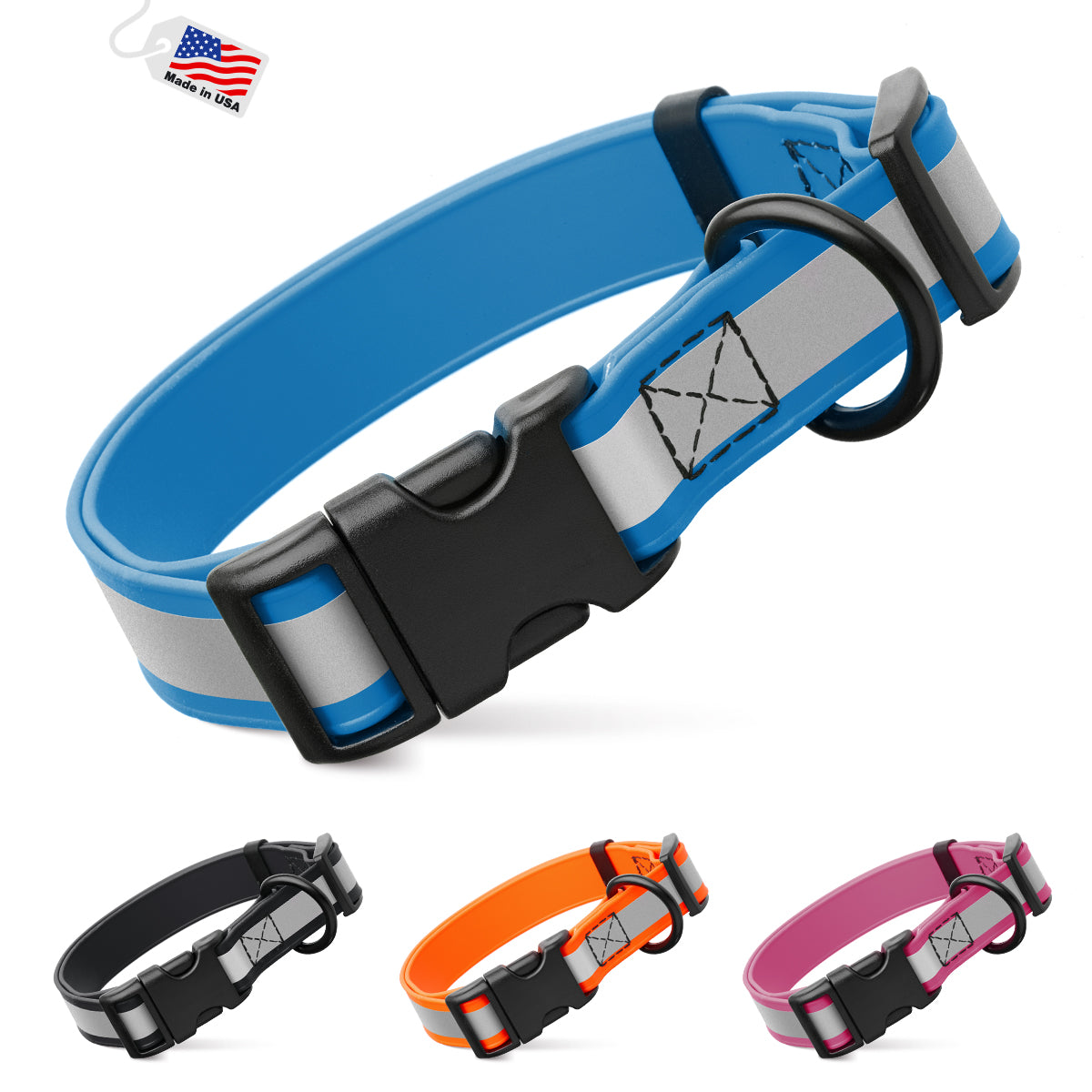Dogline Biothane Reflective Dog Collar with Quick Release Buckle