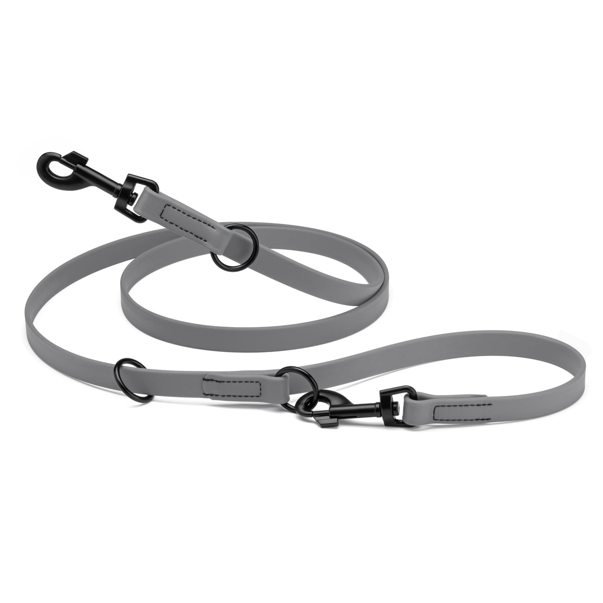 Biothane Adjustable Multi-Purpose Dog Leash with Black Hardware, 7FT