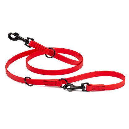Biothane Adjustable Multi-Purpose Dog Leash with Black Hardware, 7FT