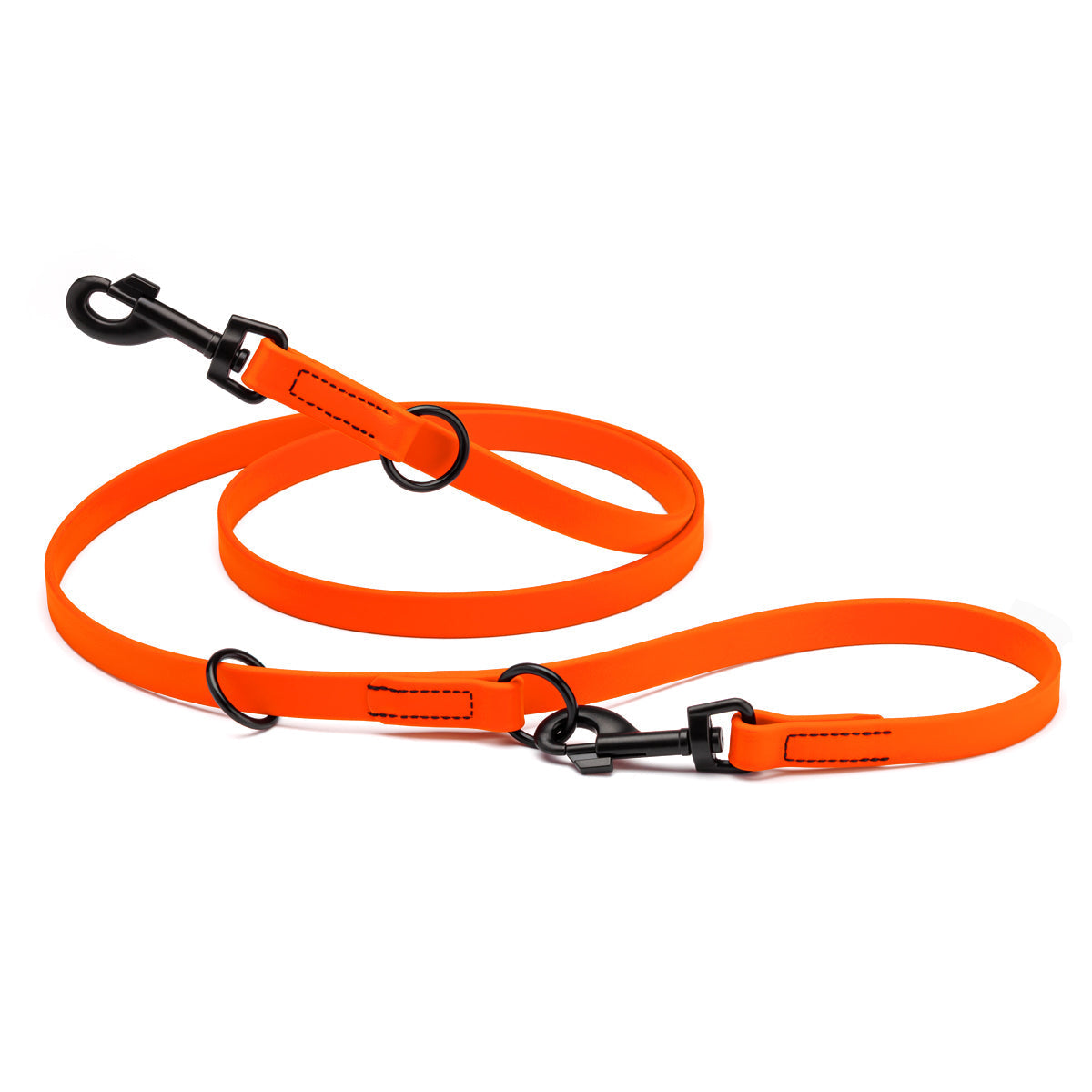 Biothane Adjustable Multi-Purpose Dog Leash with Black Hardware, 7FT