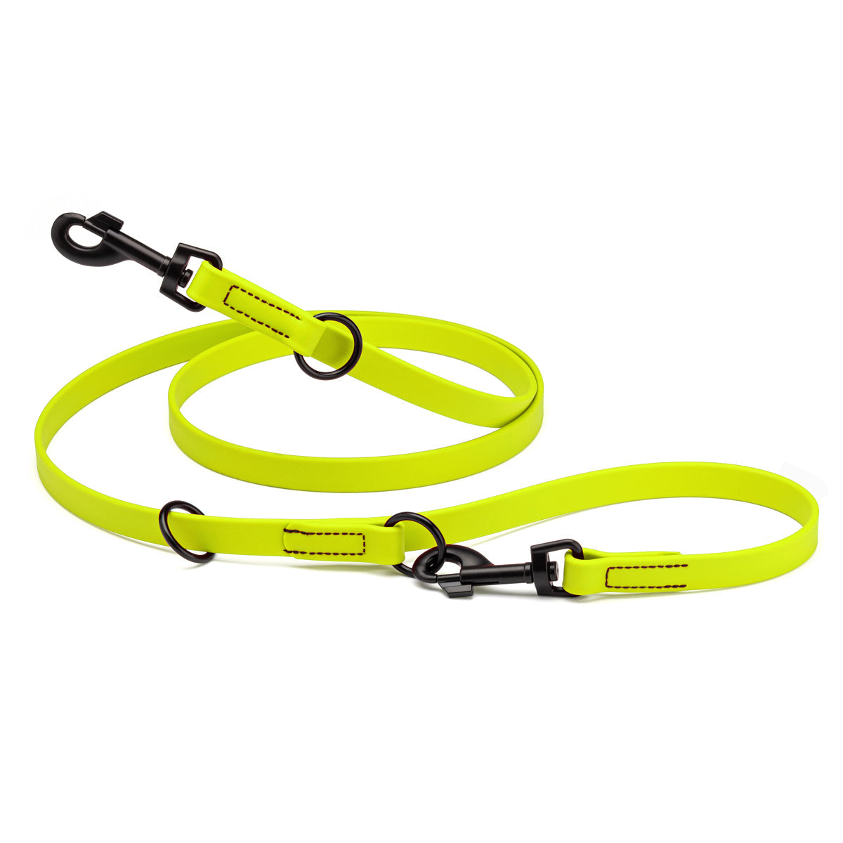 Biothane Adjustable Multi-Purpose Dog Leash with Black Hardware, 7FT