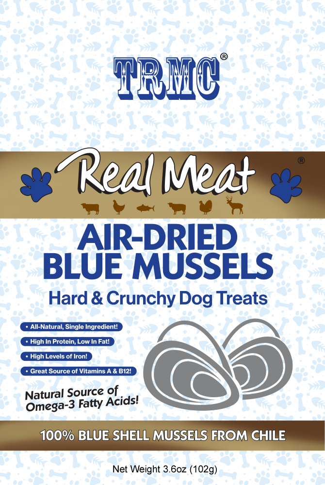 Real Meat Air Dried Blue Mussels Dog Treats 3.6oz