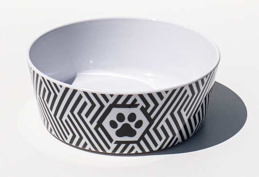 Black & White Geo Paw Bowl