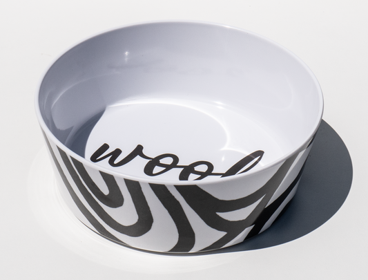 Black and White Woof Lines Bowl