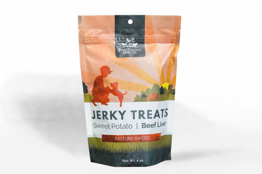 Farmer & Thistle Sweet Potato + Beef Liver jerky treats, 4 oz bag