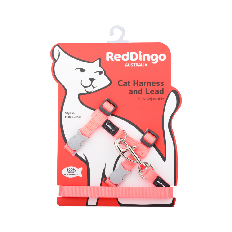 Cat Harness & Lead Combo Hi-Vis Peach