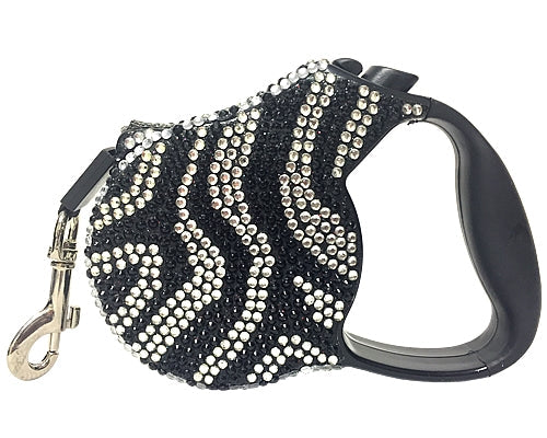 Crystal Retractable Leash Zebra Silver - Original