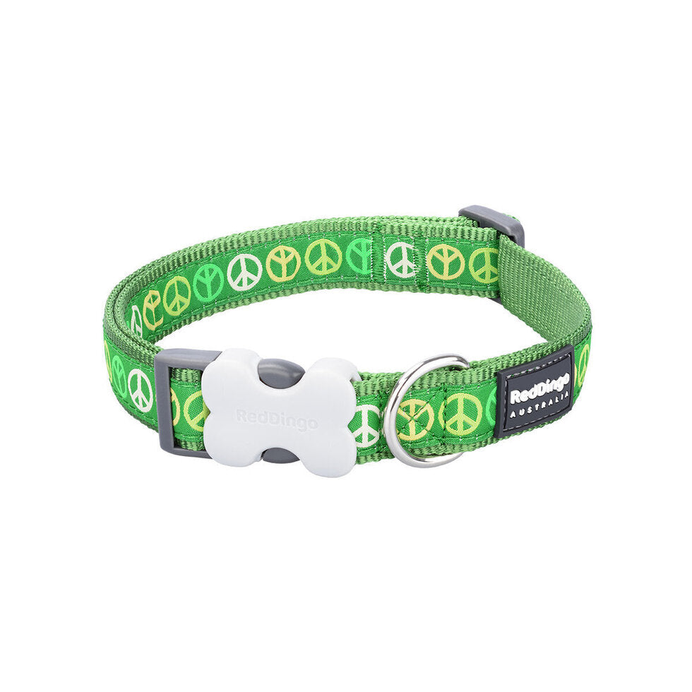 Buckle Bone Dog Collar Peace Green