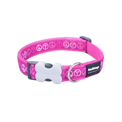 Buckle Bone Dog Collar Peace Hot Pink