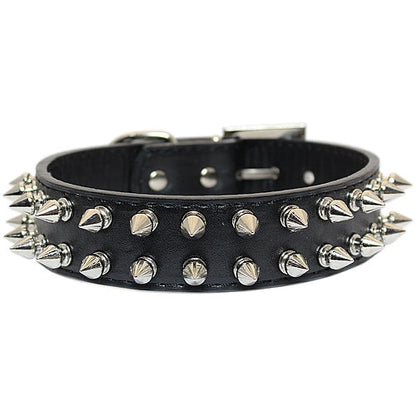 Spiked Collar 2 Row - Black