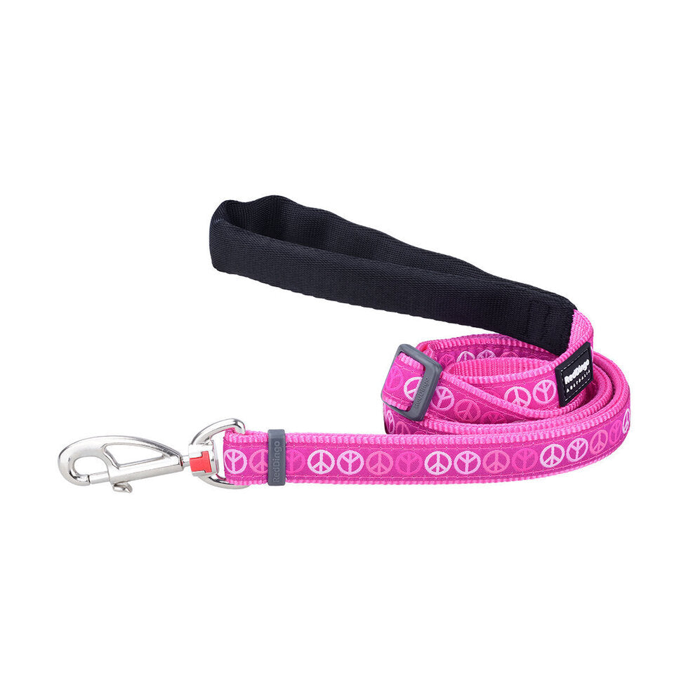 Adjustable Dog Lead Peace Hot Pink
