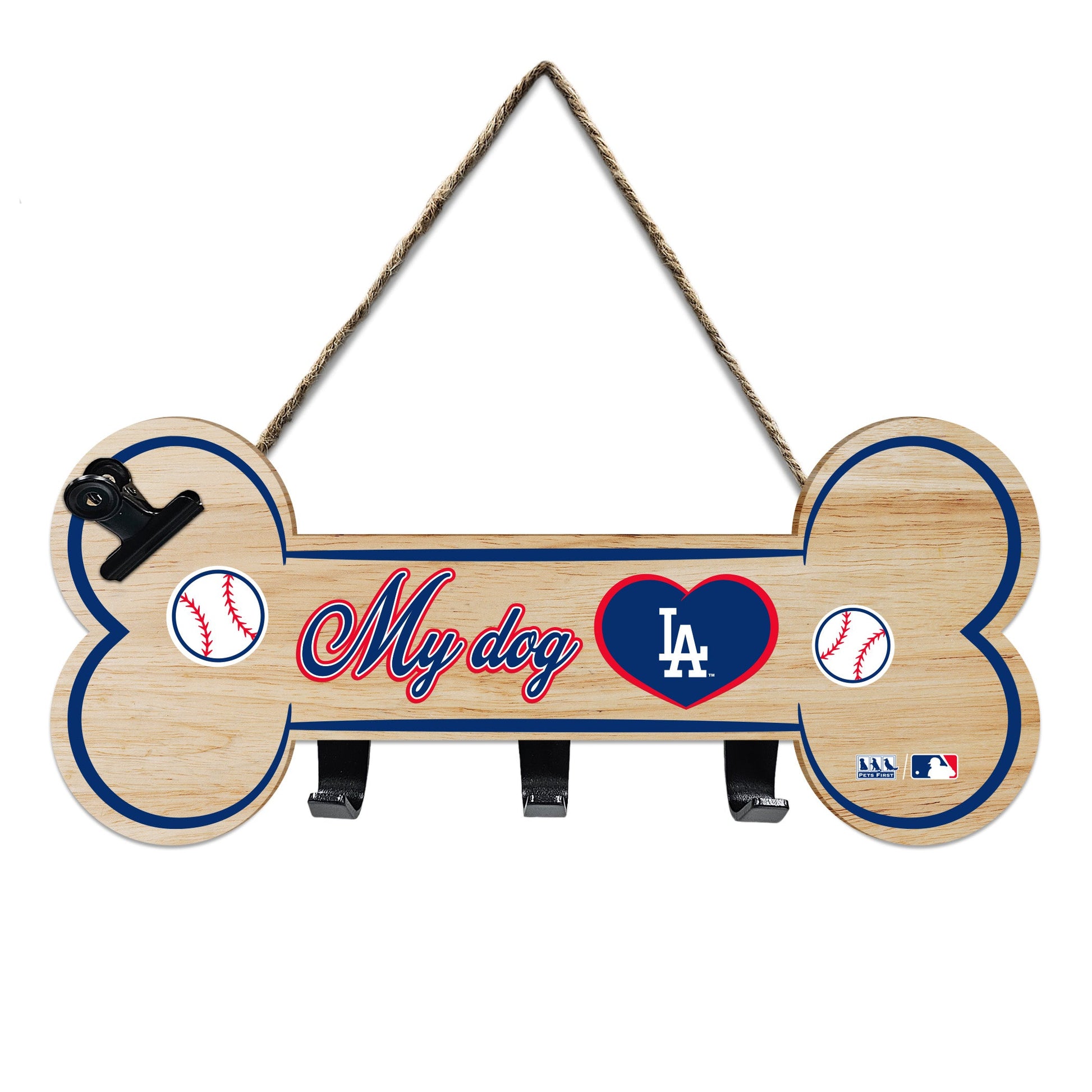 Los Angeles Dodgers Bone Shape Sign With Hooks