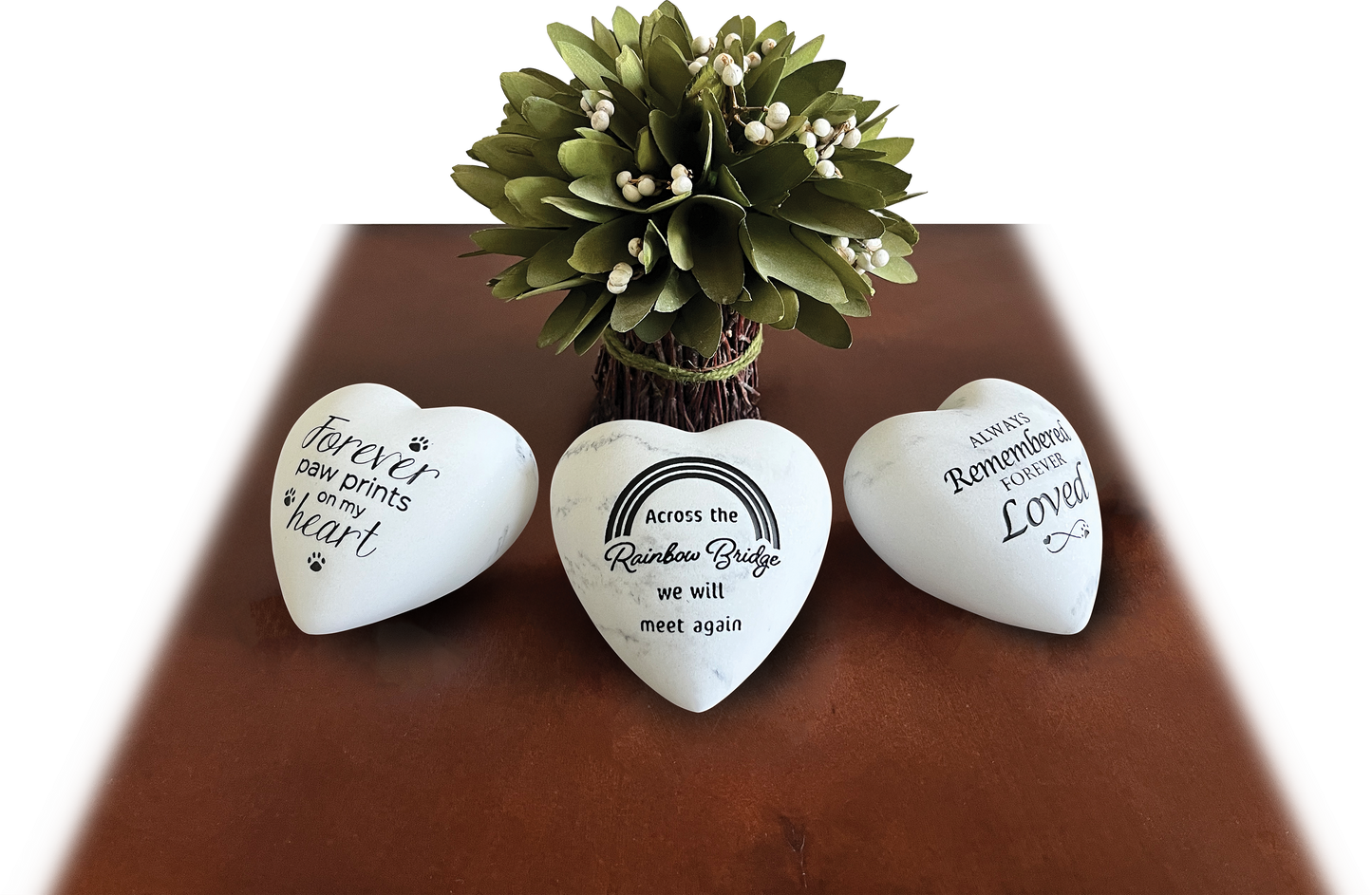 Memorial Heart Stones Assortment - includes 2 each of all 3 designs.
