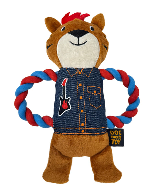 Dog Meets Toy 8.5 inch Music Tiger Plush Dog Toy