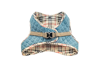 Urban Dog Stars Step-In Denim Harness - Beige Plaid