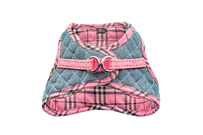 Urban Dog Stars Step-In Denim Harness - Pink Plaid