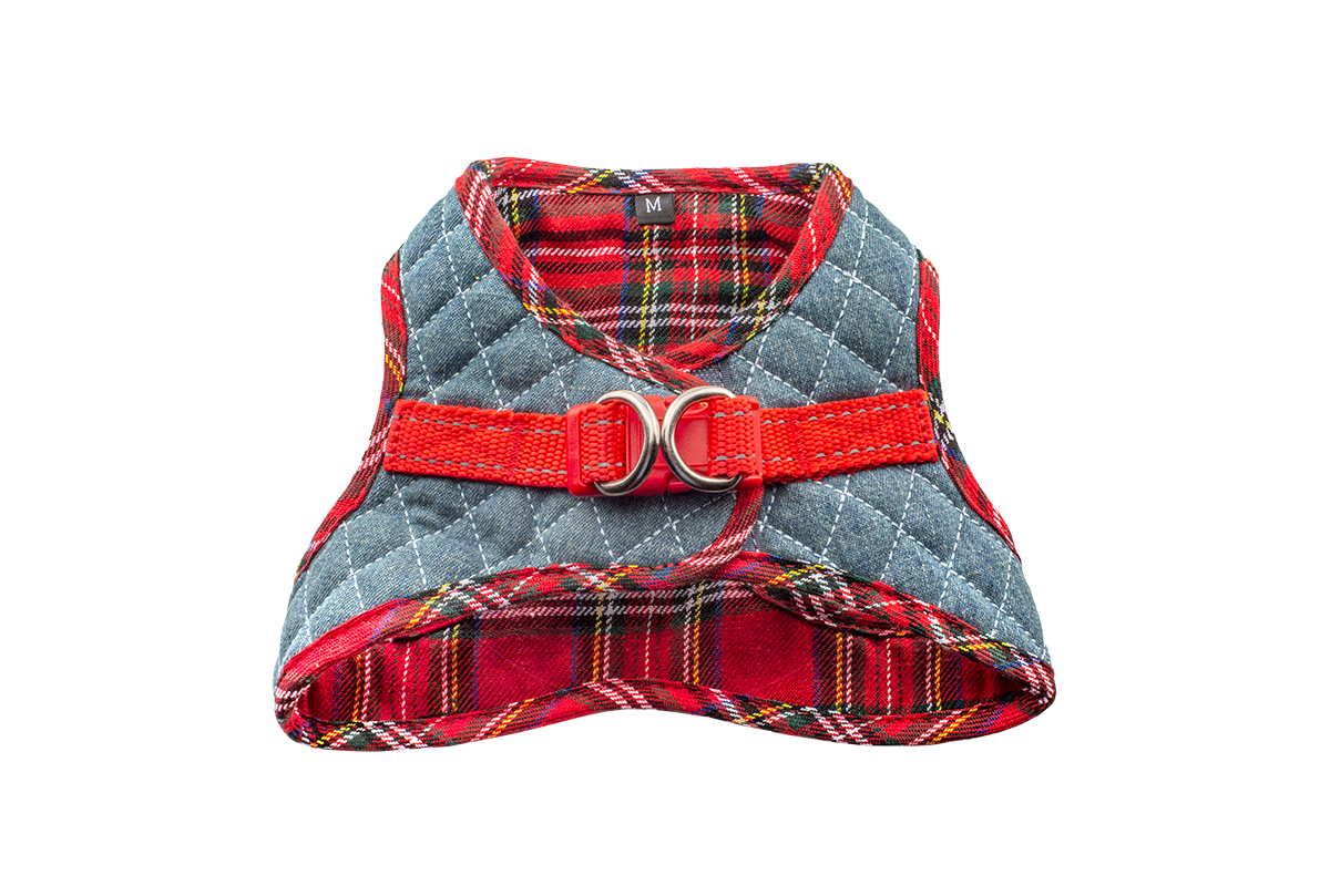 Urban Dog Stars Step-In Denim Harness - Red Plaid