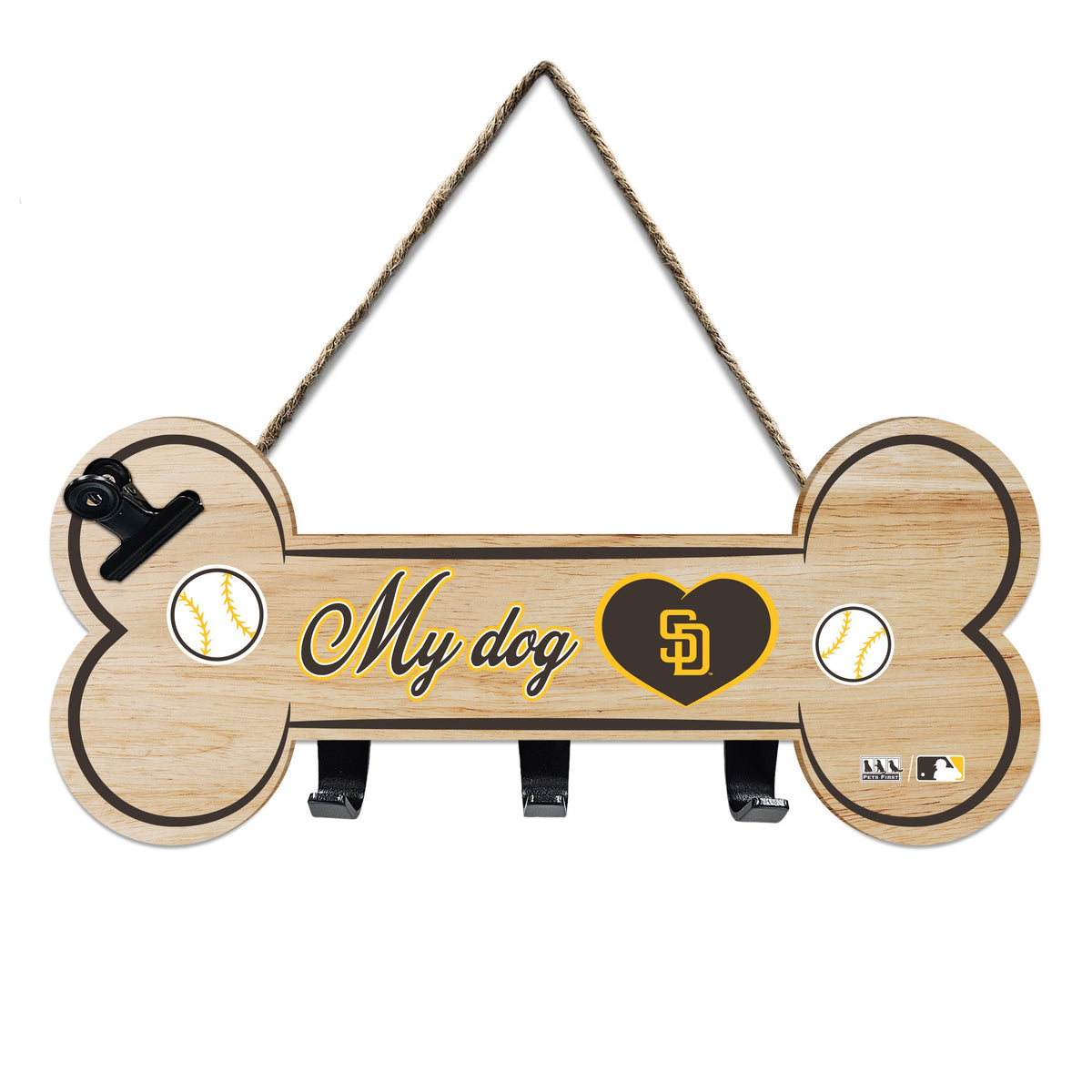 San Diego Padres Bone Shape Sign With Hooks