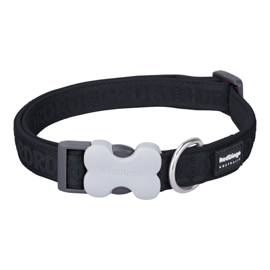 Padded Dog Collar Embossed Black