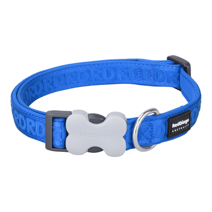 Padded Dog Collar Embossed Electric Blue
