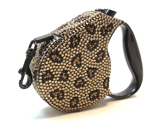 Crystal Retractable Leash Leopard - Original