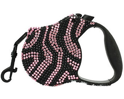 Crystal Retractable Leash Zebra Pink - Original